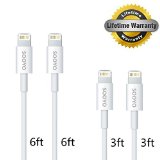 4Pack SOOYOTM 2Pack 3ft  2Pack 6ft 8-Pin Lightning to USB Cable Sync and Charging Cord Wire for iPhone 6 iPhone 6 Plus iPhone 5 5c 5s iPad 4 Mini Air iPod Nano 7 iPod Touch 54pcsWhite