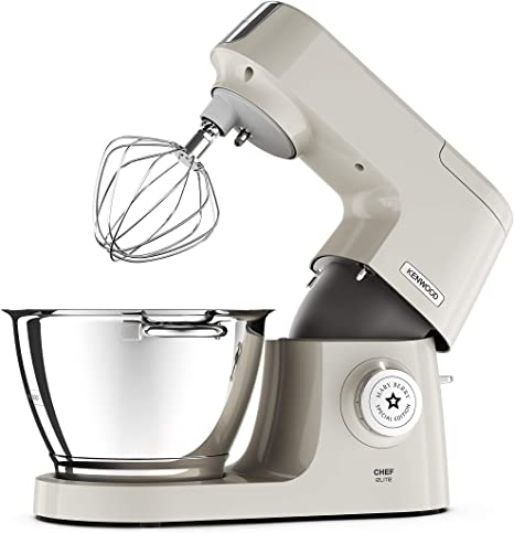 Kenwood Mary Berry Special Edition Chef Elite Stand Mixer for Baking, 3 Bowl Tools, Whisk, Dough Hook & K-Beater, Fast Cakes' Recipe Book, KVC5100C, Cream