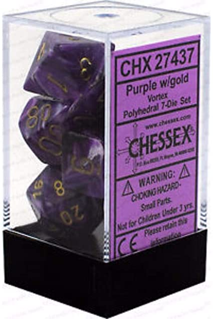 Chessex CHX27437 Dice-Vortex Purple/Gold Set, Multicolor