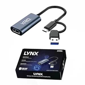 Kreo Lynx Full HD Video Capture Card, HDMI to USB 3.0 Video Capture Card for Gaming, Streaming, Broadcast and Video Recording | Full HD 1080p/ 60FPS Support | Wide Compatibility