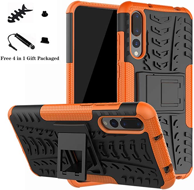 LiuShan Huawei P20 Pro case, [Shockproof] Heavy Duty Combo Hybrid Rugged Dual Layer Grip [Impact Protection] Cover with Kickstand For Huawei P20 Pro Smartphone(Not Fit Huawei P20 Lite),Orange