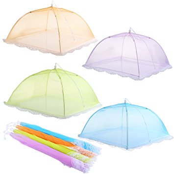 4 Colors Ipow Pop Up Mesh Screen Food Cover Tent,17 Inches Reusable and Collapsible Outdoor Food Cover,Food Protector Tent Keep Out Flies,Bugs,Mosquitoes