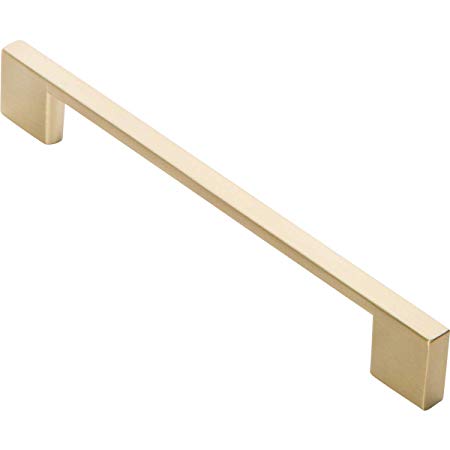 Southern Hills Brushed Brass Cabinet Handles - 5 Inch Screw Spacing - Satin Brass Drawer Pulls - Pack of 5 - Modern Kitchen Cabinet Hardware SH3229-128-BRS-5