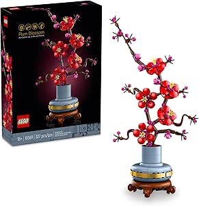 LEGO Icons Plum Blossom Flower Décor, Zero Maintenance Plant Gift for Teens and Adults, Artificial Flower for Home or Office Décor, Botanical Collection Building Set, Relaxing Activity, 10369