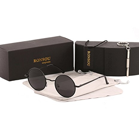 Ronsou Lennon Style Vintage Round Polarized Sunglasses Eyewear with Mirrored or Plain Lens