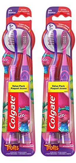 Colgate Kids Trolls Extra Soft Toothbrush, 4 Count