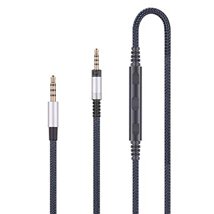Audio Replacement Cable with in-Line Mic Remote Volume Control Compatible with Sennheiser Momentum, Momentum 2.0, HD1 Headphones, Audio Cord Compatible with iPhone iPod ipad Apple Devices