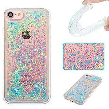 iPhone 7 Case,iPhone 7 Glitter Case,DAMONDY 3D Cute Bling Liquid Glitter Floating Quicksand Diamond Water Flowing Ultra Clear Soft TPU Case for Apple iPhone 7 4.7 ONLY -sliver blue star