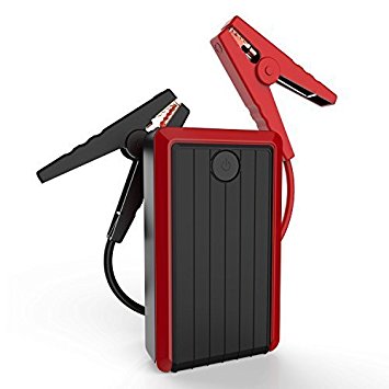 iClever 450A Peak 10000mAh Portable Car Jump Starter (up to 4.5L Gas, 3.0L Diesel Engine) Battery Booster and Phone Charger with Smart Clamp (Red)