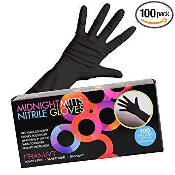 Framar Midnight Mitts Nitrile Gloves, 12-INCH Powder Free, Latex Rubber Free, Disposable Gloves – Exam Gloves, Food Safe, Medical Grade, Convenient Dispenser Pack of 100, (Extra Strength) (Medium)