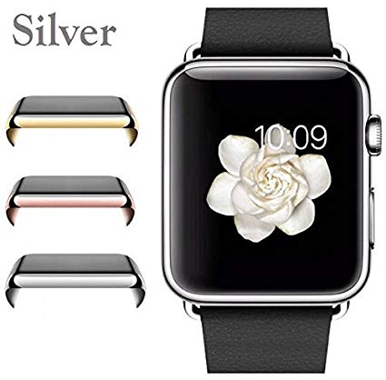 Josi Minea Apple Watch [42mm] Protective Snap-On Case with Built-in Clear Glass Screen Protector - Anti-Scratch & Shockproof Shield Guard with Full Cover for Apple Watch Series 2 [ 42mm - Silver ]