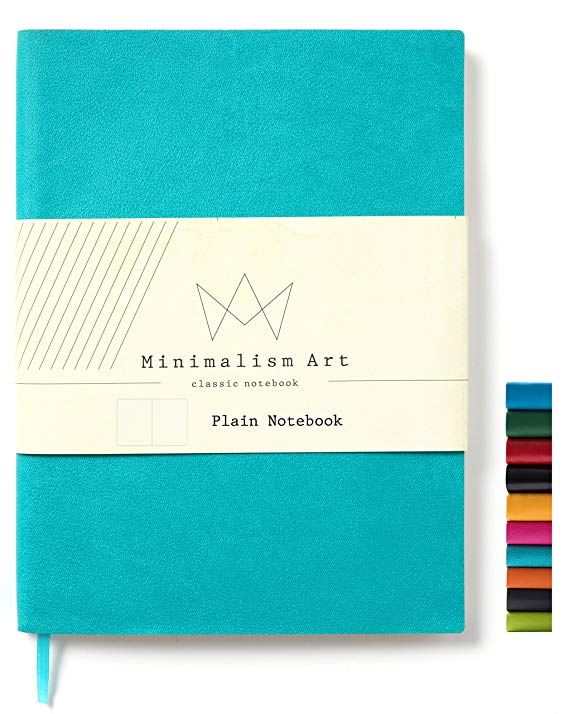Minimalism Art | Soft Cover Notebook Journal, Size: 5.8" X 8.3", A5, Blue, Plain/Blank Page, 192 Pages, Fine PU Leather, Premium Thick Paper - 100gsm | Designed in San Francisco