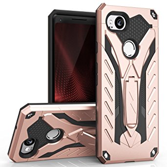 Zizo Static Series Google Pixel 2 Case with Kickstand, Shockproof and Military Grade Drop Tested Rose Gold/Black