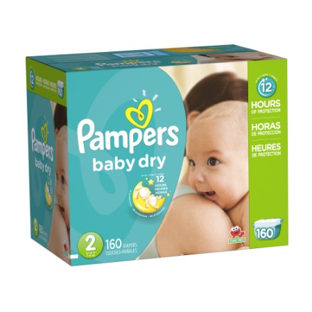 Pampers Baby Dry Diapers Giant Pack, Size 2, 160 Count