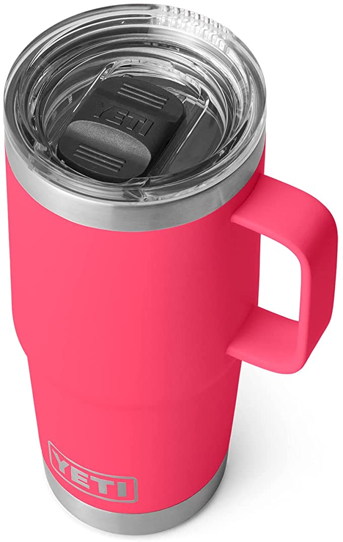 YETI Rambler 20 oz Travel Mug, Stainless Steel, Vacuum Insulated with Stronghold Lid, Bimini Pink