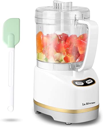 La Reveuse Electric Mini Food Processor with 200 Watts,2-Cup Prep Bowl for Mincing,Chopping,Grinding,Blending,Pureeing,White