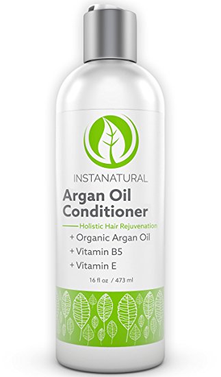 InstaNatural Argan Oil Conditioner - With 100% Certified Organic Moroccan Argan Oil & Vitamin B5 - Best Holistic Treatment for Soft & Silky Hair - Deluxe Nourishment to Hydrate Dry Scalp - 16 OZ