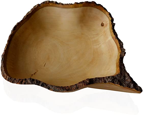 roro Hand-crafted Sustainable Mango Wood Fruit Bowl with Bark Edges, 16 Inch Large