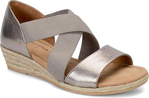 Comfortiva Womens Brye Leather Open Toe Casual Wedge Sandals