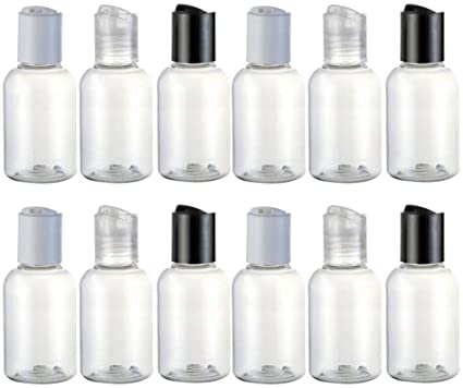 Yarnow 24 Pack 50ml Refillable Plastic Squeeze Bottles with Flip Up Spout Caps Press Caps Travel Empty Lotion Bottle Dispenser Container for Lotions Shampoos Skin Cleanser (Random Cap Color)