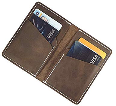 Leather Vertical Wallet | The Mountaineer - Slim Bifold Minimalist Front Pocket, Crazy Horse Leather - Made in the USA