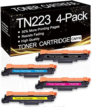 4 Pack (1BK 1C 1M 1Y) TN-223 Compatible Toner Cartridge Replacement for Brother HL-3210CW HL-3230CDW HL-3270CDW HL-3230CDN MFC-L3770CDW MFC-L3710CW MFC-L3750CDW DCP-L3510CDW Printer, by SinaToner.