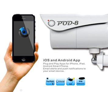 Pod-8 3 Megapixel HD 1080P Wi-Fi Wireless Network IP66 Waterproof Outdoor/Indoor PoE Bullet Home Security Camera System Pd-330PW with Night Vision for iPhone, iPad, Android Smart Phone, PC, Mac
