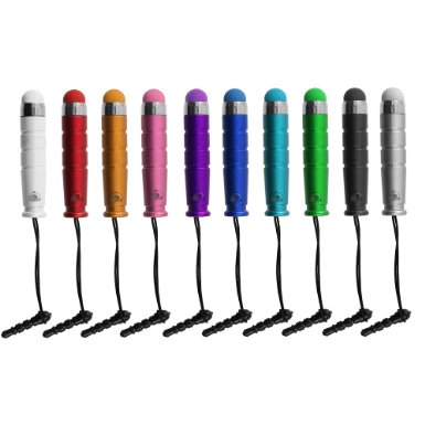 Chromo Inc Vibrant Color Coded Matching Tips Mini Capacitative Stylus Set for the iPhone iPad, iPod, Galaxy and nearly any other Touchscreen Device - 10 Pack