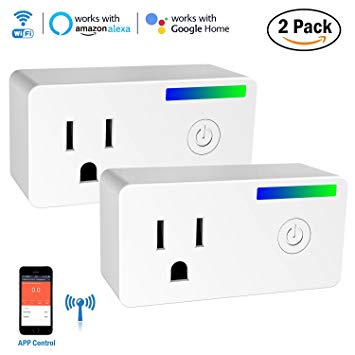 ESOLOM WiFi Smart Plug, Mini Smart Socket Outlet with Energy Monitoring, Works with Amazon Alexa and Google Assistant, Timing Function, Remote Control Your Devices Anywhere, No Hub Required - 2 Packs