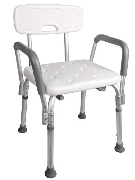 TMS Adjustable Medical Shower Chair Bathtub Bench Bath Seat Stool Armrest Back White