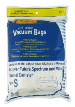 Hoover Style "S" Vacuum Cleaner Bags 9 pk Futura, Spectrum, Power Max Vacuum Cleaners