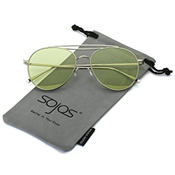 SojoS Fashion Double Metal Crossbar Round Mens Womens Sunglasses SJ1059