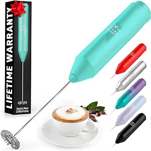 Zulay Froth Mate Powerful Milk Frother for Coffee - Portable & Compact Handheld Foam Maker for Lattes, Cappuccinos, Matcha, Hot Chocolate - Milk Foamer Frother - No Stand Electric Whisk (Teal)