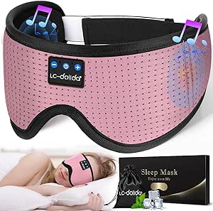 LC-dolida Sleep Mask with Bluetooth Headphones, Sleep Headphones Bluetooth Sleep Mask 3D Sleeping Headphones for Side Sleepers Best Gift and Travel Essential