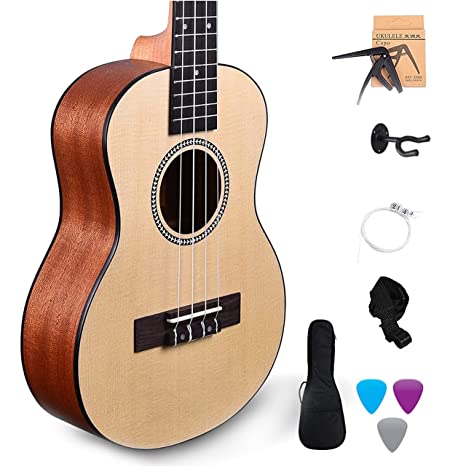 Kadence Ukulele 24" Concert Size   (Free online learning Course) Spruce wood ukelele Super combo with Strap, Bag, stand Strings, Capo, Picks & learning course (Super Combo)