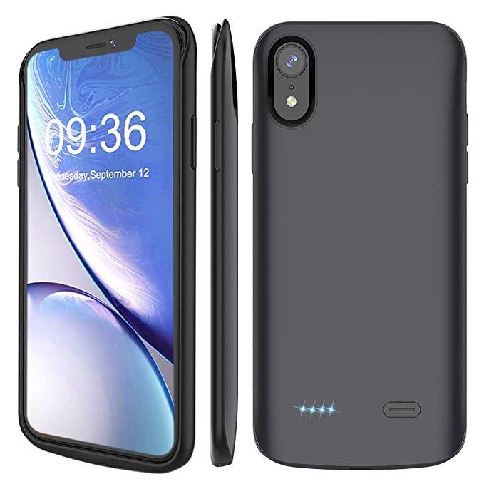 Stoon iPhone XR Battery Case, 6000mAh Portable Charger Case Rechargeable Extended Backup Protective Battery Pack Charging Case Cover for iPhone XR(6.1Inch) (Black)