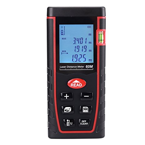 Laser Distance Measure, ieGeek 196ft Handheld Laser Distance Meter Laser Measuring Device,Pythagorean Mode,Area Volume Capacity Calculation Laser Tape Measure Rangefinder, LCD Display,Self-Calibration