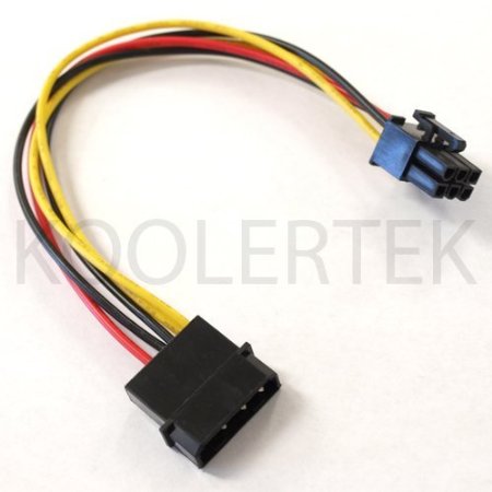 4-Pin Molex Male to 6-Pin PCI-E Female Power Adapter Cable (8" Length)
