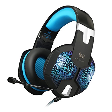 Jeecoo Stereo PC Gaming Headset 7 Colors Breathing LED Light Over-ear Headphones with Microphone Inflected for Computer Games