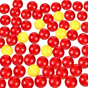 84 Pieces Game Replacement Balls 4 Sets Game Replacement Marbles Compatible with Hungry Hungry Hippos, 76 Red Balls and 8 Yellow Balls