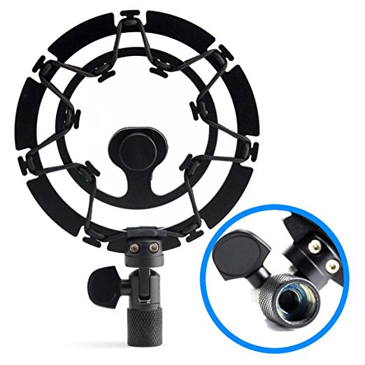 Aluminum Shock Mount (BLACK) For Blue Snowball Microphone by Auphonix