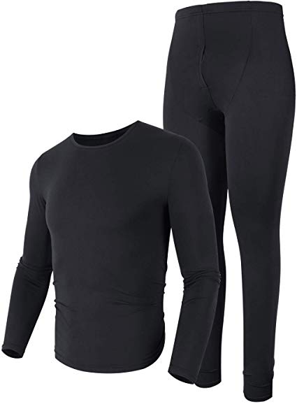 poriff Men's Thermal Underwear Ultra Soft Lightweight Thin Long John Set