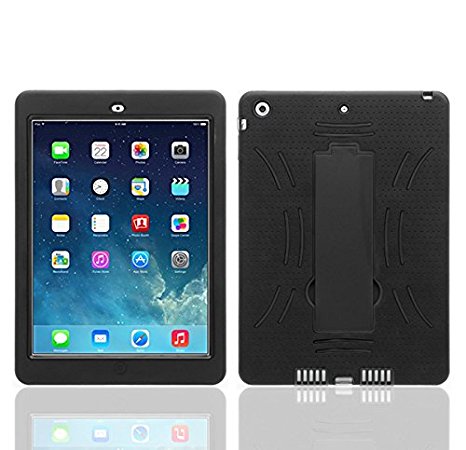 iPad Air Case (iPad 5), Shockproof iPad Air Case - Osurce 3 in 1 Hybrid Kickstand Case For iPad Air (Black)