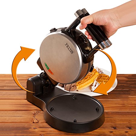 Secura 360 Rotating Belgian Waffle Maker w/ Removable Non-Stick Plates and Recipes