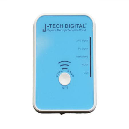 J-Tech Digital  300Mbps Universal Portable Wireless Range Extender Dual Band WiFi Repeater Double Coverage WiFi Range Extender 24GHz 5GHz Dual Band WiFi Signal Boosters