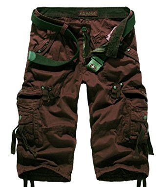 MR. R Men's Relaxed Fit Solid Long Cargo Shorts Capri Pants (no belt)
