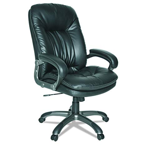 OIF GM4119 Executive Swivel/Tilt Leather High-Back Chair, Fixed Arched Arms, Black