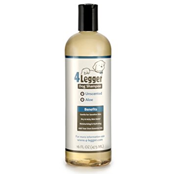 4-Legger Certified Organic Hypoallergenic All Natural Aloe Dog Shampoo - Unscented - Gentle Moisturizing - Conditioning for Soothing Relief of Dry, Itchy, Sensitive Allergy Skin - Made in USA - 16 oz