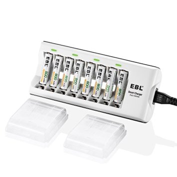 EBL AAA Rechargeable Batteries 800mAh Ni-MH (8pcs) with Rapid AA AAA Battery Charger