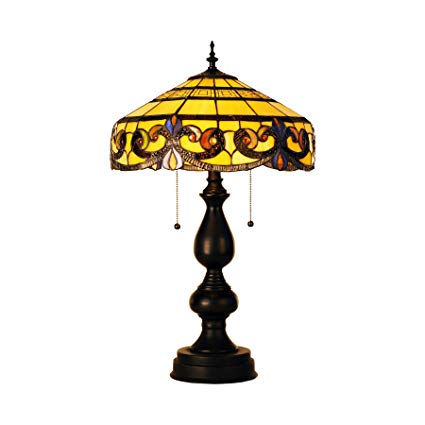 CO-Z Tiffany Style Table Lamps, 2-Light Victorian Desk Lamp with 16 Inches Stained Glass Shade, 25.5 Inches Height